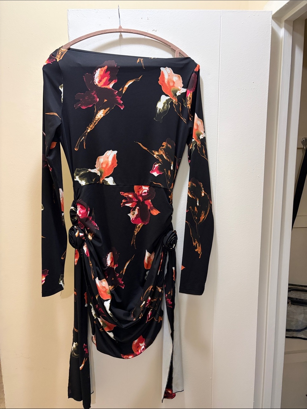 Lioness black Floral Long-Sleeve Wrap Dress